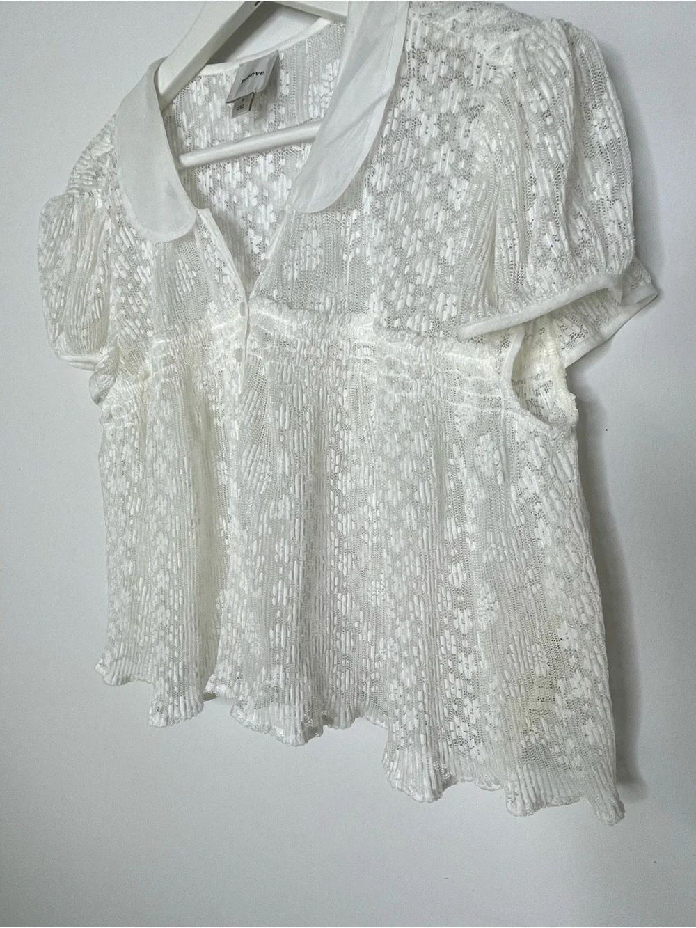Feminine | Maeve for Anthropologie Lace Sheer Babydoll Layer Top | Collar V Neck